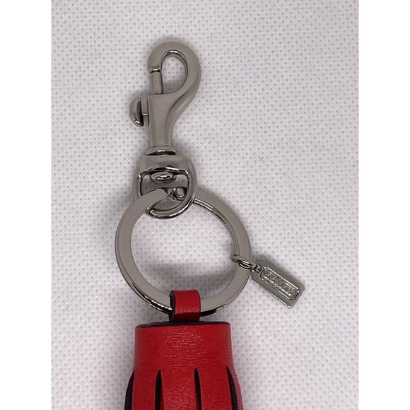Coach Red Leather Tassel Key Fob Keychain - Picture 3 of 5
